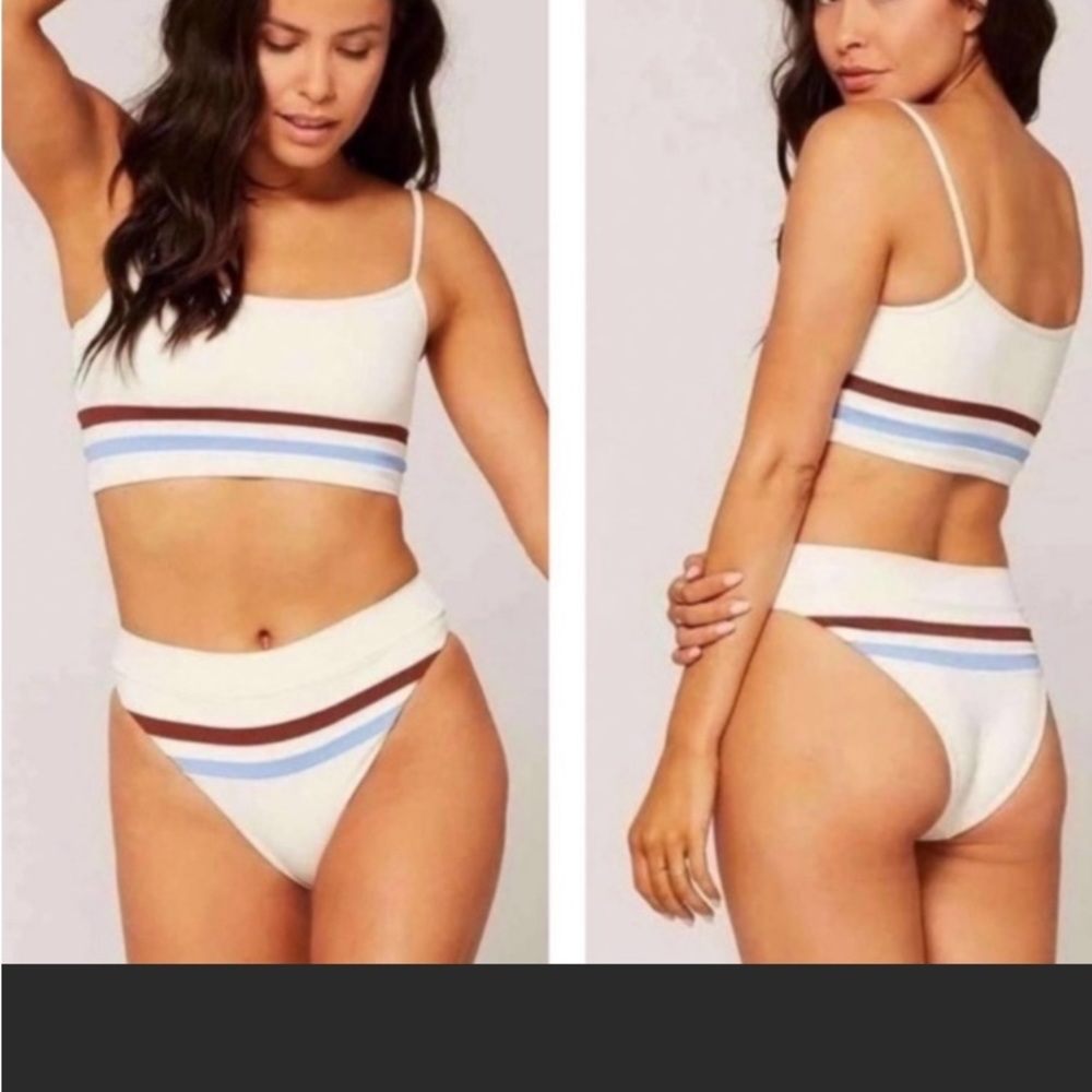 L*Space Striped Bikini Bottom - Size Medium